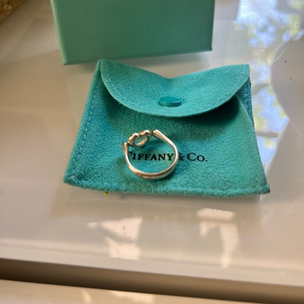 Vintage Tiffany Open Heart Sterling Silver Ring Size 6 - Picture 3 of 6